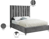 Enzo Velvet / Engineered Wood / Metal / Foam Contemporary Grey Velvet King Bed - 80.5" W x 86" D x 63.5" H