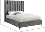 Enzo Velvet / Engineered Wood / Metal / Foam Contemporary Grey Velvet King Bed - 80.5" W x 86" D x 63.5" H