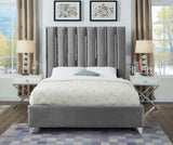 Enzo Velvet / Engineered Wood / Metal / Foam Contemporary Grey Velvet King Bed - 80.5" W x 86" D x 63.5" H