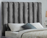 Enzo Velvet / Engineered Wood / Metal / Foam Contemporary Grey Velvet King Bed - 80.5" W x 86" D x 63.5" H