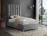 Enzo Velvet / Engineered Wood / Metal / Foam Contemporary Grey Velvet Twin Bed - 44" W x 81" D x 63.5" H