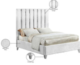 Enzo Velvet / Engineered Wood / Metal / Foam Contemporary White Velvet Full Bed - 59" W x 81" D x 63.5" H