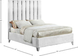 Enzo Velvet / Engineered Wood / Metal / Foam Contemporary White Velvet Full Bed - 59" W x 81" D x 63.5" H