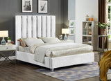 Enzo Velvet / Engineered Wood / Metal / Foam Contemporary White Velvet Full Bed - 59" W x 81" D x 63.5" H