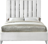 Enzo Velvet / Engineered Wood / Metal / Foam Contemporary White Velvet Full Bed - 59" W x 81" D x 63.5" H