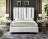 Enzo Velvet / Engineered Wood / Metal / Foam Contemporary White Velvet Full Bed - 59" W x 81" D x 63.5" H