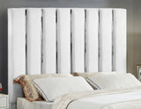 Enzo Velvet / Engineered Wood / Metal / Foam Contemporary White Velvet Full Bed - 59" W x 81" D x 63.5" H