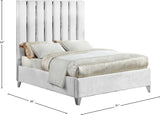 Enzo Velvet / Engineered Wood / Metal / Foam Contemporary White Velvet King Bed - 80.5" W x 86" D x 63.5" H