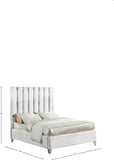 Enzo Velvet / Engineered Wood / Metal / Foam Contemporary White Velvet Queen Bed - 65" W x 86" D x 63.5" H