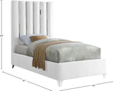 Enzo Velvet / Engineered Wood / Metal / Foam Contemporary White Velvet Twin Bed - 44" W x 81" D x 63.5" H