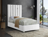 Enzo Velvet / Engineered Wood / Metal / Foam Contemporary White Velvet Twin Bed - 44" W x 81" D x 63.5" H