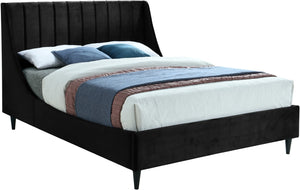 Eva Velvet / Engineered Wood Contemporary Black Velvet Full Bed - 58.5" W x 81.1" D x 48" H