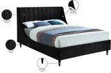 Eva Velvet / Engineered Wood Contemporary Black Velvet King Bed - 80" W x 86.6" D x 48" H