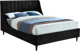 Eva Velvet / Engineered Wood Contemporary Black Velvet King Bed - 80" W x 86.6" D x 48" H