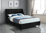 Eva Velvet / Engineered Wood Contemporary Black Velvet King Bed - 80" W x 86.6" D x 48" H