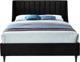 Eva Velvet / Engineered Wood Contemporary Black Velvet King Bed - 80" W x 86.6" D x 48" H