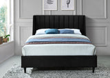 Eva Velvet / Engineered Wood Contemporary Black Velvet King Bed - 80" W x 86.6" D x 48" H