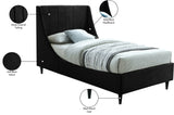 Eva Velvet / Engineered Wood Contemporary Black Velvet Twin Bed - 42.5" W x 81.1" D x 48" H