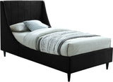 Eva Velvet / Engineered Wood Contemporary Black Velvet Twin Bed - 42.5" W x 81.1" D x 48" H