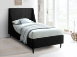 Eva Velvet / Engineered Wood Contemporary Black Velvet Twin Bed - 42.5" W x 81.1" D x 48" H