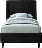 Eva Velvet / Engineered Wood Contemporary Black Velvet Twin Bed - 42.5" W x 81.1" D x 48" H