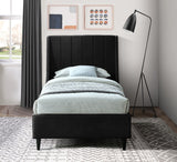 Eva Velvet / Engineered Wood Contemporary Black Velvet Twin Bed - 42.5" W x 81.1" D x 48" H