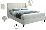 Eva Velvet / Engineered Wood Contemporary Cream Velvet Full Bed - 58.5" W x 81.1" D x 48" H