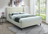 Eva Velvet / Engineered Wood Contemporary Cream Velvet Full Bed - 58.5" W x 81.1" D x 48" H