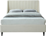 Eva Velvet / Engineered Wood Contemporary Cream Velvet Full Bed - 58.5" W x 81.1" D x 48" H