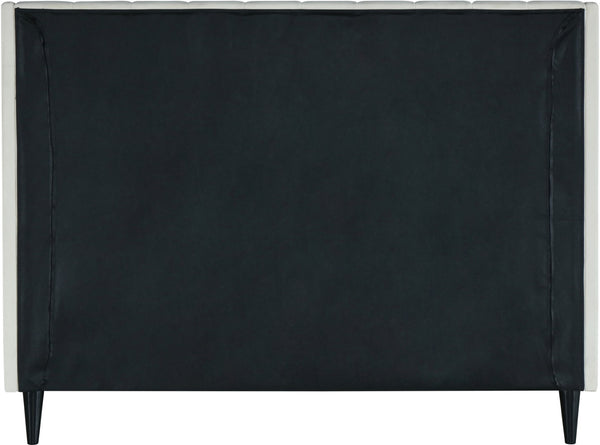 Eva Velvet / Engineered Wood Contemporary Cream Velvet King Bed - 80" W x 86.6" D x 48" H