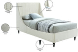 Eva Velvet / Engineered Wood Contemporary Cream Velvet Twin Bed - 42.5" W x 81.1" D x 48" H