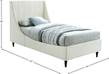 Eva Velvet / Engineered Wood Contemporary Cream Velvet Twin Bed - 42.5" W x 81.1" D x 48" H