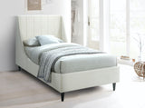 Eva Velvet / Engineered Wood Contemporary Cream Velvet Twin Bed - 42.5" W x 81.1" D x 48" H