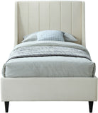 Eva Velvet / Engineered Wood Contemporary Cream Velvet Twin Bed - 42.5" W x 81.1" D x 48" H