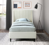 Eva Velvet / Engineered Wood Contemporary Cream Velvet Twin Bed - 42.5" W x 81.1" D x 48" H