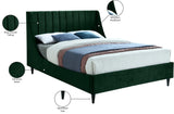 Eva Velvet / Engineered Wood Contemporary Green Velvet King Bed - 80" W x 86.6" D x 48" H