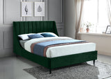 Eva Velvet / Engineered Wood Contemporary Green Velvet King Bed - 80" W x 86.6" D x 48" H