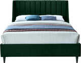 Eva Velvet / Engineered Wood Contemporary Green Velvet King Bed - 80" W x 86.6" D x 48" H