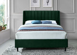 Eva Velvet / Engineered Wood Contemporary Green Velvet King Bed - 80" W x 86.6" D x 48" H