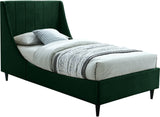 Eva Velvet / Engineered Wood Contemporary Green Velvet Twin Bed - 42.5" W x 81.1" D x 48" H