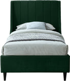 Eva Velvet / Engineered Wood Contemporary Green Velvet Twin Bed - 42.5" W x 81.1" D x 48" H