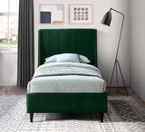 Eva Velvet / Engineered Wood Contemporary Green Velvet Twin Bed - 42.5" W x 81.1" D x 48" H