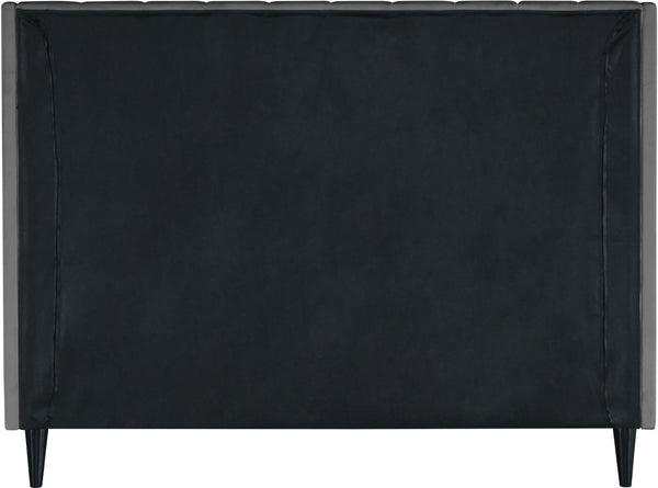 Eva Velvet / Engineered Wood Contemporary Grey Velvet King Bed - 80" W x 86.6" D x 48" H