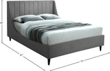 Eva Velvet / Engineered Wood Contemporary Grey Velvet Queen Bed - 64" W x 86.6" D x 48" H