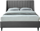 Eva Velvet / Engineered Wood Contemporary Grey Velvet Queen Bed - 64" W x 86.6" D x 48" H