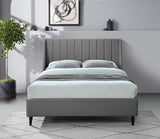 Eva Velvet / Engineered Wood Contemporary Grey Velvet Queen Bed - 64" W x 86.6" D x 48" H