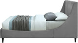 Eva Velvet / Engineered Wood Contemporary Grey Velvet Queen Bed - 64" W x 86.6" D x 48" H