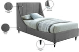 Eva Velvet / Engineered Wood Contemporary Grey Velvet Twin Bed - 42.5" W x 81.1" D x 48" H