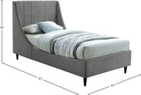 Eva Velvet / Engineered Wood Contemporary Grey Velvet Twin Bed - 42.5" W x 81.1" D x 48" H