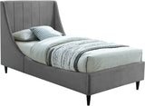 Eva Velvet / Engineered Wood Contemporary Grey Velvet Twin Bed - 42.5" W x 81.1" D x 48" H